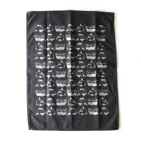 Holiday Campers tea towel